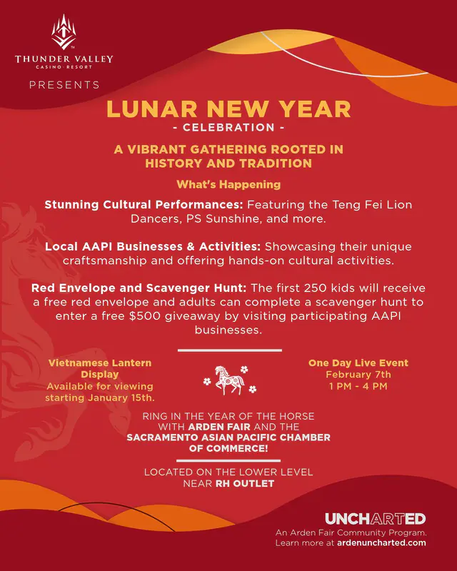 🎉 Lunar New Year Celebration - Welcoming the Year of the Horse
@sacasiancc @shopardenfair @thundervalley
Sponsored by Thunder Valley Casino Resort Join us at Arden Fair as we welcome the Lunar New Year with a vibrant celebration honoring the cultures and traditions of communities that have celebrated this holiday for generations. KLCCSac will be offering a Calligraphy Demonstration and Hands-on Experience. This family-friendly experience blends live performances, interactive activities, and thoughtful cultural moments designed to educate, engage, and inspire guests of all ages. #Ardenfair #Ardenmall #LunarNewYearCelebration #새크라멘토한국문화센터 #KLCCSac #새크라멘토 #한인커뮤니티 #sacramento #KLCCSacramento #KoreanCommunity #koreanlanguageandculturalcenter